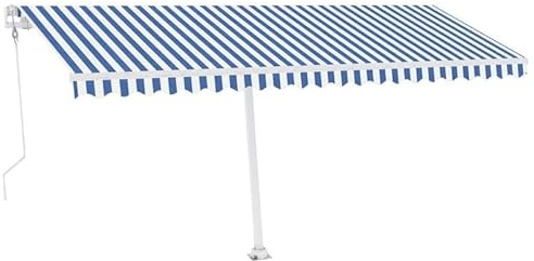 Standmarkise Automatisch 500x350 cm - Pulverbeschichtetes Aluminium & 100% Polyestergewebe mit PU-Beschichtung - Perfekter Sonnenschutz für Terrasse und Garten - Blau & Weiß