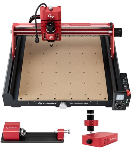 ATOMSTACK C4 PRO CNC Fresadora con husillo SP1 de 500 W y kit de módulo rotatorio RC1, funciones de fresado y grabado CNC de 4 ejes para madera, acrílico, aluminio y jade