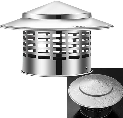 Edelstahl Schornsteinhaube mit Vogelschutzgitter, Kaminhaube Regenabdeckung für 40 50 63 75 100 110 160 200 mm, Schornsteinaufsatz Wetterfest Rostfrei, Vent Systems Abdeckung(50 mm)