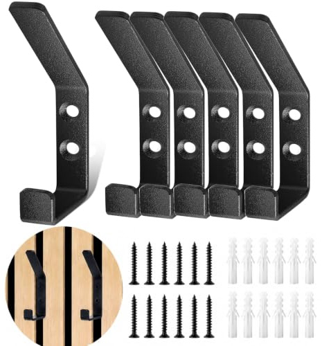 6 Piezas Doble Pared Negros Percheros,Percheros Pared Paneles Acusticos
