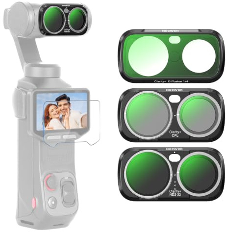 NEEWER Clarity+ Filtro ND CPL Efecto Compatible con Insta360 Luna Ultra | HD Optical, Variable ND Densidad Neutra ND2-32, Polarizador Circular Difusión Negra 1/4 Filtro Efecto Cine de Niebla Metálico