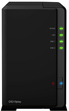 Serveur Synology DiskStation DS218play avec 2 disques durs Seagate Ironwolf, intégré et prêt à l'emploi (2x1TB Seagate Ironwolf) Noir