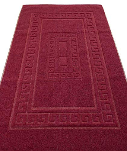 Casatessile Tappeto e Set da Bagno in Spugna con Rete Antiscivolo Torino Assorbente e Facile da Lavare - Bordeaux, 60x120 cm.