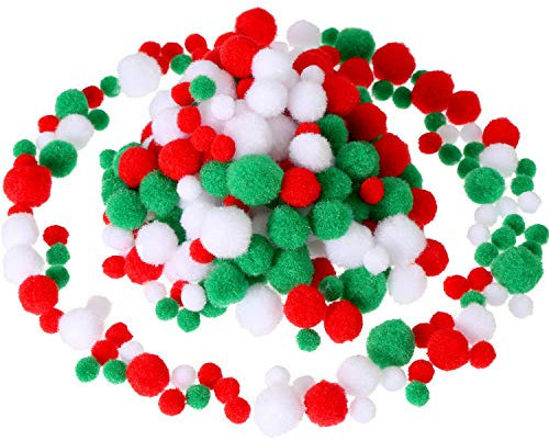 500 Stück Weihnachten Pompons Verschiedene Pompons Kleine Bastel Pompons Flauschige Pompons für Weihnachten Bastel Party Deko Artikel, 3 Größen