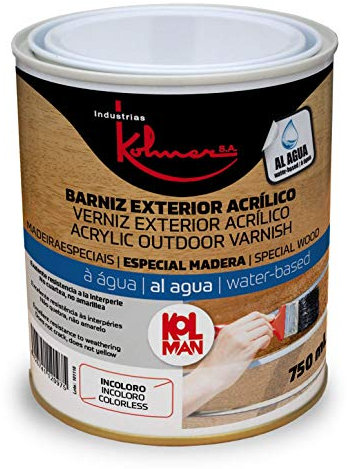 Barniz Exterior Acrílico al Agua Kolman. Barniz para exteriores e interores (4 litros)