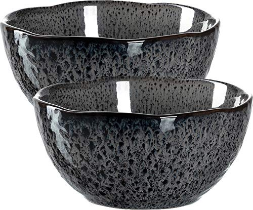Leonardo Matera Keramik-Schalen, 2er Set, spülmaschinengeeignete Dessert-Schälchen, 2 Müslischalen, Snack-Schüsseln, grau Ø 12 cm 380 ml, 021973