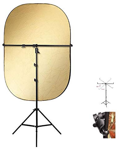Photo Studio Lighting Reflector and Light Stand Kit, 90x120cm 5in1 Multi-Disc Reflector, 25.5 Light Stand with Metal Telescopic Boom Arm Clamp, 360 Rotate, for Photography Video Background Shooting
