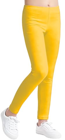 Carnavalife Leggings Mallas Pantalones Largos de Color Liso para Niñas de 4-12 Años (Amarillo, 4 años)