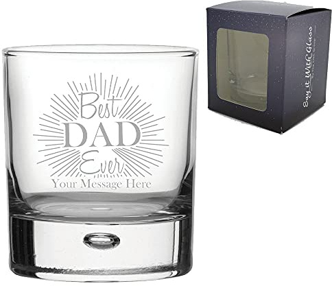 Personalised Engraved Bubble Whisky Glass, Best Dad Ever Design, Personalise with Any Message, Perfect for Any Father