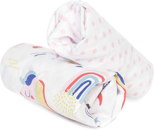 Flyideas Dra-på-lakan 60x120 cm, 2 St. Set - 2 Underlakan för bebis Madrasskydd Kompatibel med Babysäng, 100% Organiskt Ren och Mycket Mjuk Bomull