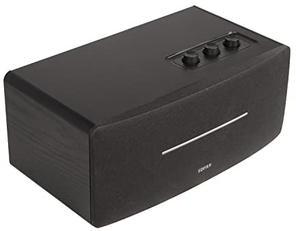 Edifier D12 Bookshelf Speakers - Integrated Desktop Stereo Bluetooth Speaker - 70 Watts RMS with Subwoofer Line Out (Black)