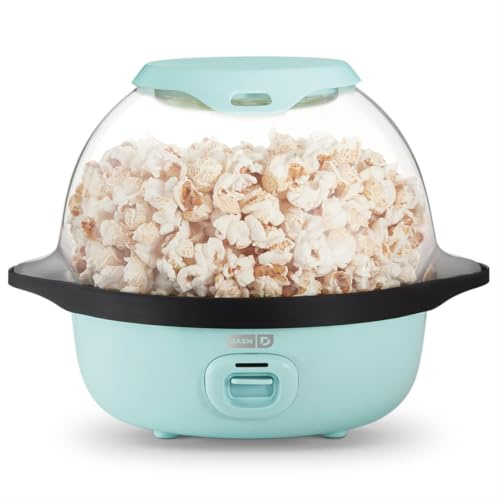 Dash Stirring Popcorn Maker, Electric Hot Oil Popcorn Popper, 12-Cup, Aqua