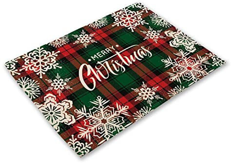 Manteles Individuales Beige - Rojo - Verde Salvamanteles Individuales Algodón Lino Lavable Individuales Mesa Resistente al Calor Bajoplatos Tapetes para Mesa Bajoplatos 30x45cm 2 Pcs