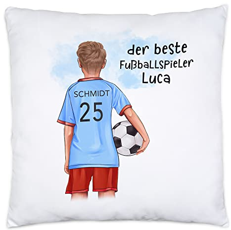 Kiddle-Design Fussball Kissen Personalisiert mit Namen Fußball Personalisiert Fanartikel Kinder Jungs Mädchen Fußballfan