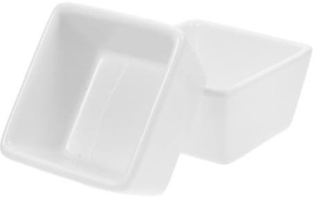 STOBAZA Ceramic Candy Jar Set 3.00In Square Sugar Bowls with Lids 2-Pack Candy Containers for Home Kitchen Restaurant Seasoning Storage Dishwasher Safe