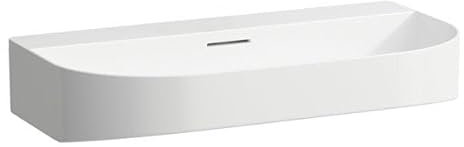 LAUFEN Sonar Aufsatzwaschtisch, ohne Hahnloch, mit Überlauf, 800x420mm, geschliffen, H8163447571091, Farbe: weiß matt
