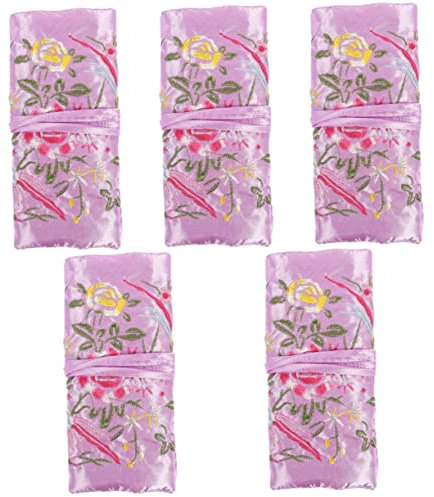 Cabilock 5 Stück Schmuckrollenbeutel Stickerei-schmuck-organizer Rolltasche Aufbewahrungstasche Aus Sicherem Material Für Halsketten Ohrringe Ringe Reise-schmuck-organizer-rolle