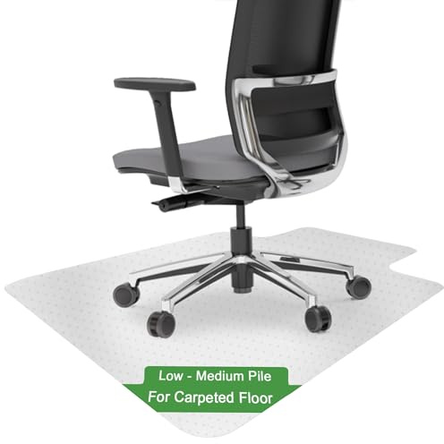 Chair Mat for Carpet- Low Pile (1/4 Thick) Carpet Protector for Office Gaming Computer Desk Chair. Heavy Duty Desk Chair Mat for Carpeted Floors, Semi Transparent