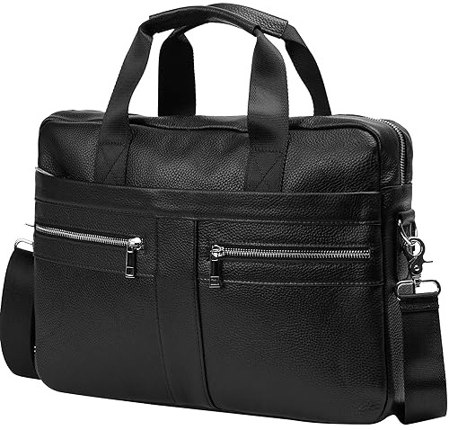BTDAO Aktentasche aus Leder, 15 Zoll Laptoptasche, Messenger-Schultertasche Arbeitstasche Crossbody-Handtasche für Geschäftsreisen
