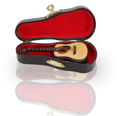 Gitarren-Brosche, Miniatur-Musikinstrument, Gitarren-förmiges Miniatur-Instrument, Anstecknadel, Dekoration, Mit Samt Gefüttertes Etui, Instrumentenkoffer
