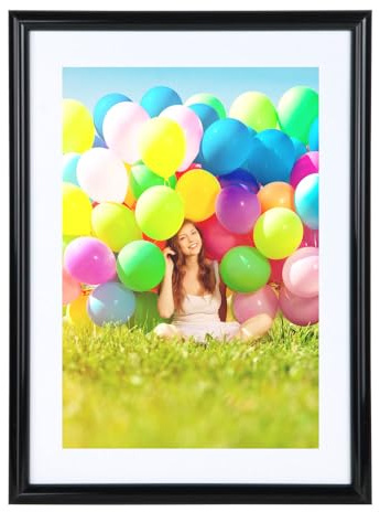 KM FOTO Kunststoffbilderrahmen Classic mit Plexiglas Die perfekte Kombination aus Leichtigkeit und Schutz BD: Farbe: Schwarz | Format: 50x70