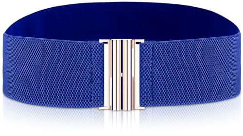 Cobee Damen elastischer breiter Gürtel, Taillengürtel mit flacher Schnalle Verstellbarer Vintage Elegant Schwarz Breit Cinch für Kleider