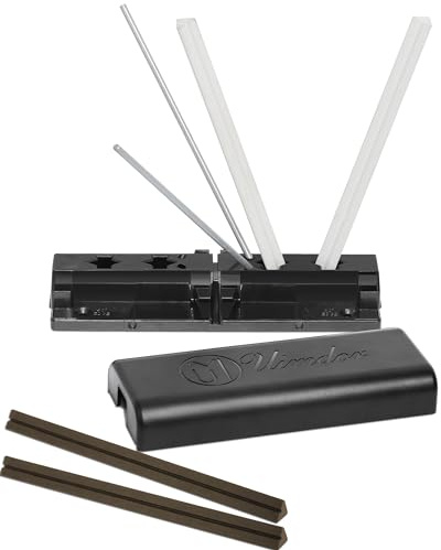 Tri Knife Sharpener with Safety Rods, Premium Alumina Ceramic Stones, Sharpener Rods for Quickly Repairing and Polishing Straight for Kitchen Knives, Scissors, and Razors
