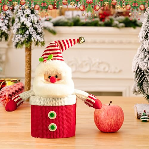 Geschenkbox Weihnachten mit Deckel, 25x20cm Geschenkboxen Weihnachtsdeko Weihnachtsmann Schneemann Elch, Weihnachtsgeschenkbox, Geschenk Box Weihnachten für Äpfel Süßigkeitskästen Gebäcktüten (F)