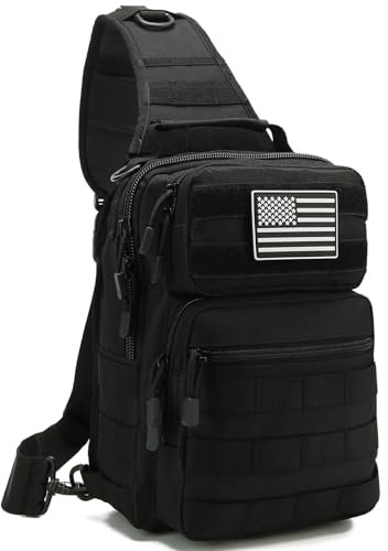 aYrap Taktische Sling Bag Schulter Rucksack Molle Assault Range Taschen Brust Pack Tagesrucksack Wickeltasche, Schwarz, Small, Taktische Schultertasche
