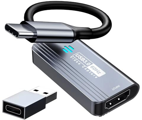 Carte d'acquisition vidéo Papeaso, Carte de Capture HDMI vers USB C 3.0, Capture vidéo 1080P 60FPS, pour Le Streaming, l'enseignement, Les Jeux, la vidéoconférence ou la Diffusion en Direct