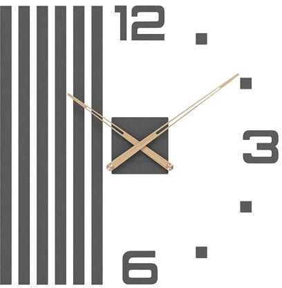 Cander Berlin MNU 2660 P XXL Wanduhr lautlos 60 cm MDF Wohnzimmer analog ohne Ticken Wandtattoo grau anthrazit