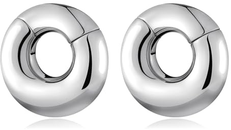 Longbeauty Magnetisch Ohrgewichte für Gestreckte Ohrmessgeräte Ohrhänger Edelstahl Flesh Tunnel Plug Hoop Expander Ohrpiercing, Silber, 2G (6mm)