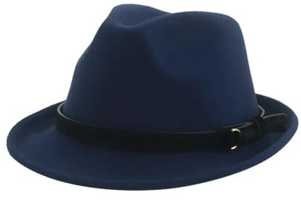 FULUJIDI Fedora Trilby Filzhut Hut Hüte Für Frauen Cowboy Hut Top Jazz Caps Herren Hüte Für Männer 56-58Cm (Erwachsene) Navy3