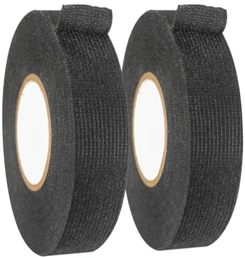 Verazquy 2 Pcs Wiring Harness Tape, Heat Resistant Black Cloth Self Adhesive Cloth Fabric Wiring Harness Loom Insulating Tape, for Car Electrical Harness Wrap Noise Protection Insulation Cable Fixed