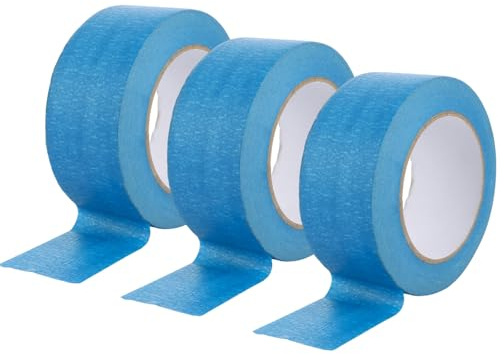 ASelected 3 Rollen Kreppband 48 MM x 50 M Malerkrepp Maler Klebeband Keine Rückstände Leicht Abnehmbar Abklebeband für Malerarbeiten und Renovierungen