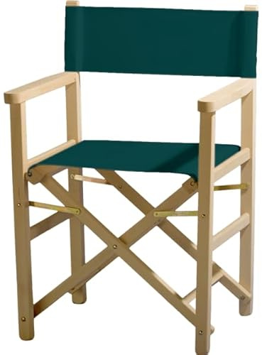 ZStyle Regiestuhl aus Naturholz, verstärkter Stoff, Buche, zusammenklappbar, Armlehnen, Innen- und Außenbereich, Garten, Camping, Terrasse, Director, Bar, Restaurant (natürlicher Schaft – grüner