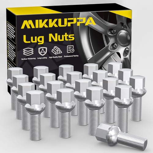 20 hjulskruvar hjulbultar M14 x 1,5 skaftlängd: 28 kulband R13 nyckelbredd 17 mm krom silver
