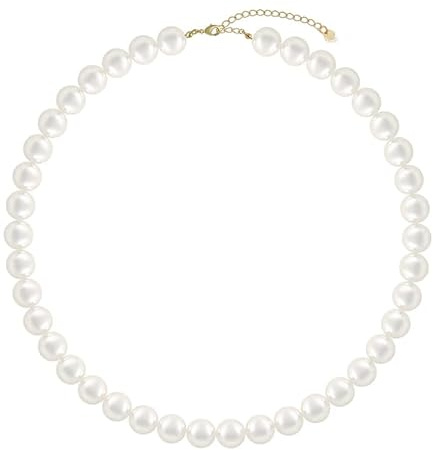 Lotus Karen 10mm Perle Frauen Perle Halskette Runde Simulierte Perlen Frauen Choker Halskette für Hochzeit Geburtstag Jubiläum Schmuck Geschenke für Mama Freunde Selbst