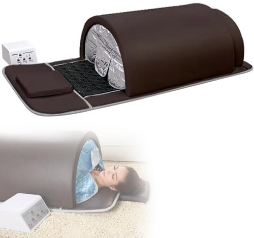 Sauna Con Cúpula De Infrarrojos Lejanos Para Spa Personal De Adelgazamiento Y Desintoxicación En El Hogar,Cápsula De Sauna Portátil Tumbado Cobertura Completa 360 ​​grados,Brown