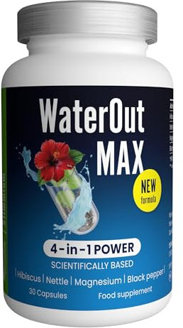 Slimmium WaterOut MAX Capsules with Hibiscus, Nettle, Magnesium and Black Pepper Extract - 30-Day Supply, Sensilab