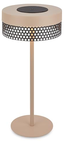 BRILONER - LED Tischlampe kabellos IP44 mit Touch, dimmbar, Akku tauschbar, Nachttischlampe, Leselampe, LED Lampe, Dekolampe, Tischleuchte, Akkulampe, Outdoor Lampe, 16x35 cm, Beige-Anthrazit