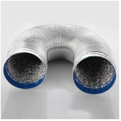 Klimaanlage Abluftschlauch Lüftungsschlauch Flexibler Aluminium-Auspuffschlauch mit Stahldraht Innen für Wäschetrockner, Abzugshaube, Rohrventilator, Klimaanlagen, mit Schellen und Klebeband(4m,250mm)