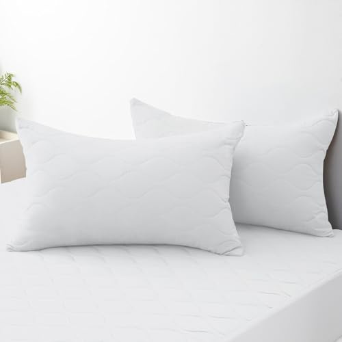 Ystyle Paquete de 2 Funda de Almohada Impermeable 50x80cm, Funda de Almohada Transpirables Microfibra Extra Suave, Sin Arrugas y Lavables a Máquina, Fundas con Cierre de sobre, Blanco