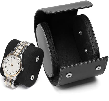 HNCY Boîte à Montre Homme, Luxe Pu Cuir Boite Montre pour 1-3 Montres Boîte Rangement Montre, Portable Etui Montres Voyage, Coffret Montre Homme pour Cadeau Noël Anniversaire (Noir, 1-montre)