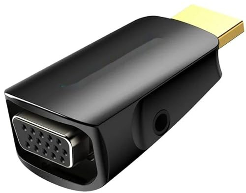 Adaptateur convertisseur HDMI vers VGA avec Audio Jack 3,5 mm, Noir, Permet de connecter Facilement des appareils à des écrans VGA. *