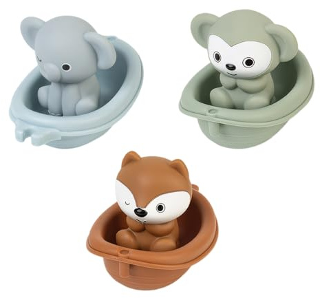 Zimoer 3er Set Tierfingerpuppen Badespielzeug – Lustige Badewannenspielzeuge für Kinder (Elefant, AFFE, Fuchs) – Sicher & Spaßig für Babys