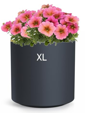 MELTOM Blumenkübel Blumentopf Rund mit Herausnehmbarem Einsatz Frostbeständig Modern Matt Anthrazit XL für Innen- und Außenbereich
