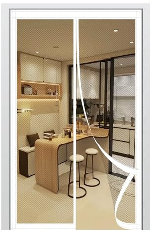 Zanzariera Magnetica Porta Finestra 147 x 223 cm Chiusura Automatica Zanzariera Magnetica per Porta Viene Fornito con Kit di Montaggio per Porte da Balcone/Cantine/Terrazze, Bianco