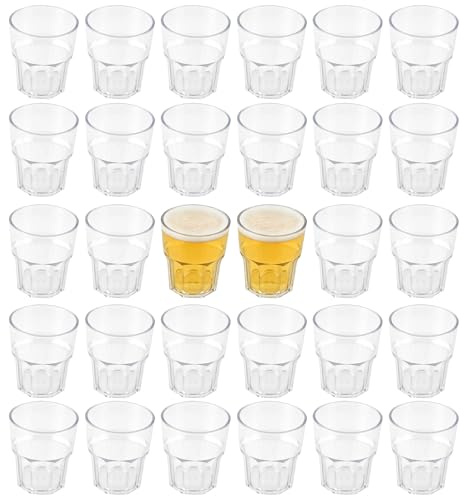 KOHAND 30 Pack 260ml Plastic Tumblers, Acrylic Drinking Glasses, Reusable Clear Plastic Cups for Cocktail Juice Whiskey Wine Picnic Party Camping, Stackable