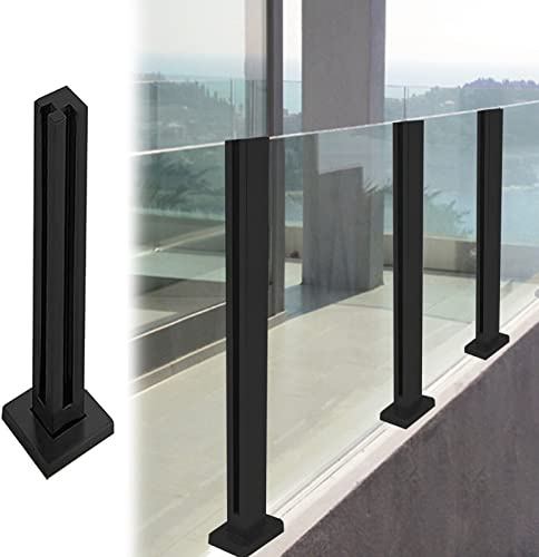 Système de balustrade en verre noir pour balcon, terrasse et sol en béton, clôture en verre intérieur/extérieur - Solution de sécurité élégante
